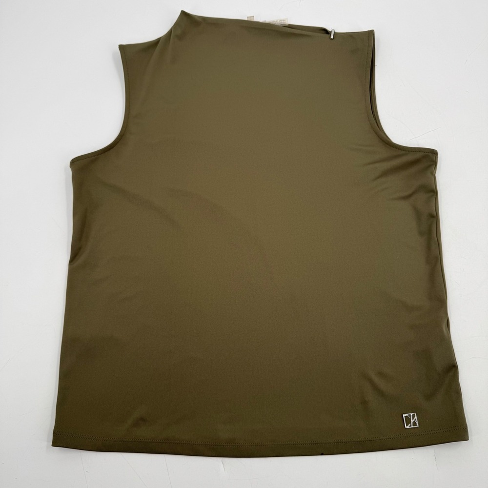 Calvin Klein‎ Women's Tank Top Mock Neck Sleeveless Olive Green Size M